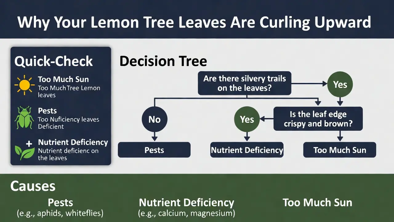 Why are my lemon tree leaves curling upward? - Serpentine trails from leafminer larvae